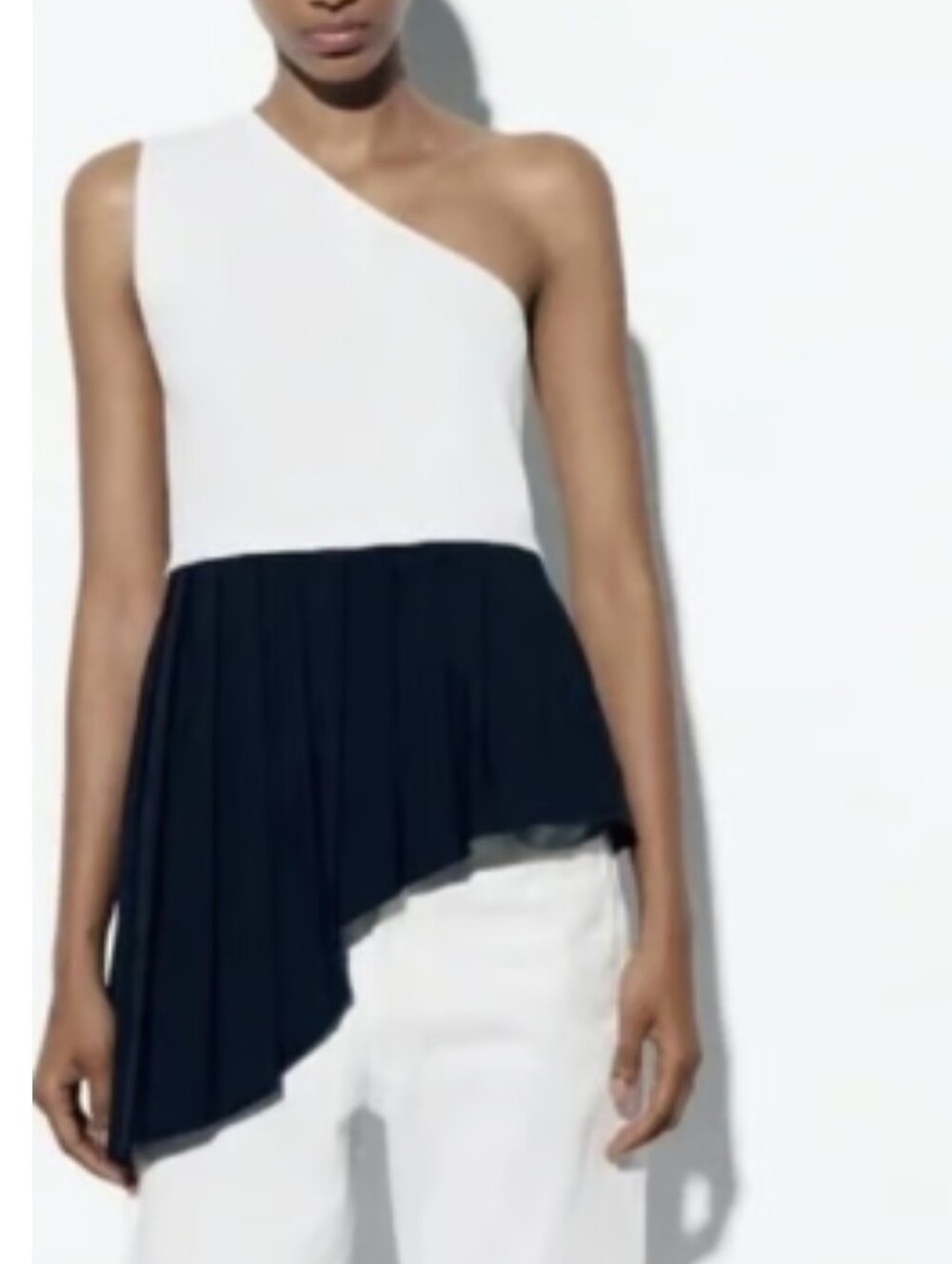 ZARA One Shoulder Assymetrical Contrast Top